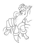  canine erection hiddenpaw_(artist) line_art male nude open_mouth oral penis solo tentacles tongue 