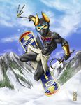  anubian_jackal anubis canine crook deity egyptian eyewear flail goggles jackal kilt male mammal mongoose_ink mountain scarab snow snowboard solo 