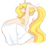  1girl blonde_hair blue_eyes breasts curvy gigantic_breasts long_hair solo theycallhimcake towel very_long_hair 