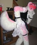  dog fur fursuit hair humor lol lol_comments maid maid_uniform male mammal pink pink_fur pink_hair pose solo unknown_artist 