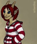  female hair red_hair sathari satyr solo striped_shirt the_oracle 