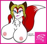  anthro big_breasts breasts canine female fox huge_breasts mammal nipples plain_background reddragonkan solo white_background 