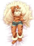  arcanine biri canine goldenfur male mammal nintendo plain_background pok&#233;mon pok&#233;morph pok&eacute;mon red_eyes riot41 solo tail underwear video_games white_background 