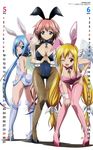  :&lt; :d absurdres animal_ears ass astraea blue_hair boots breasts bunny_ears bunny_girl bunny_tail bunnysuit calendar_(medium) choker cleavage elbow_gloves fishnet_pantyhose fishnets fujimoto_satoru gloves hand_on_hip highres ikaros june large_breasts long_hair looking_back may multiple_girls non-web_source nyantype nymph_(sora_no_otoshimono) official_art one_eye_closed open_mouth pantyhose pink_legwear red_eyes small_breasts smile sora_no_otoshimono tail thighhighs twintails very_long_hair wings wrist_cuffs 