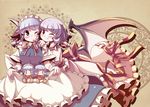  bat_wings braid character_doll highres izayoi_sakuya multiple_girls one_eye_closed remilia_scarlet short_hair takahero touhou twin_braids wings 