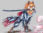  bankai canine chains ichigo solo sword tail unknown_artist weapon wolf 