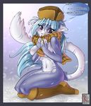  blue_hair blush breasts cat feline female fluff-kevlar hair hat looking_at_viewer purple_eyes russian scarf solo vikna 