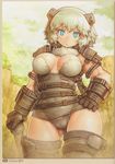  armor blue_eyes breasts club female fur gatten hair kyozou_musume minotaur minotaurus_colossus muscles shadow_of_the_colossus short_hair solo valus white_hair 