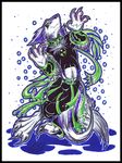  claws collar gard3r gard3r_(artist) green_eyes plain_background sergal solo white_background zars 