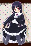  black_hair dress dress_lift gokou_ruri gothic_lolita kneeling lolita_fashion long_hair mole mole_under_eye ore_no_imouto_ga_konna_ni_kawaii_wake_ga_nai pantyhose red_eyes sk_(buta) solo 