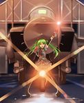  aircraft airplane belt boots f-15_eagle fighter_jet fingerless_gloves gloves green_eyes green_hair hair_ornament hair_ribbon hairclip hatsune_miku jet long_hair military military_vehicle necktie night pigeon-toed ribbon silent_sakia skirt solo thigh_boots thighhighs twintails vocaloid 