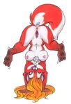  anus breasts canine female fox handstand natasha_cat orange_hair pussy solo tail upside_down wink 