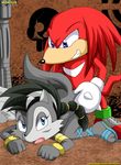  canine cave couple echidna female from_behind gloves knuckles_the_echidna lupe male mobian mobius_unleashed sega sex sonic_(series) straight wolf 