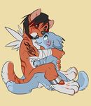  canine collar couple cuddle cute demicoeur female kana licking male nude secret_(character) tongue wings wolf 