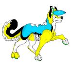  blue_hair canine colorful crimes cute digitigrade dog eyes_closed feral hair solo 