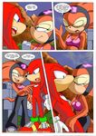  comic echidna female kissing knuckles_the_echidna male mobian mobius_unleashed sega shade_the_echidna sonic_(series) 