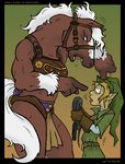  argument armor epona equine female horse kaemantis legend_of_zelda link male nintendo pointing scared shock size_difference the_legend_of_zelda triforce unconvincing_armour warrior whip 