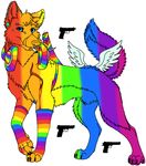  butt_wings canine colorful dog feral gun headphones mammal parody plain_background ranged_weapon sheath solo sparkledog stereotypical_furry super_gay taste_the_rainbow weapon white_background wings 