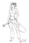  canine female fox glasses kitsune midriff multiple_tails scott_ruggels solo tail tinker wrench 