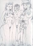  breasts canine cub drool female group imminent_vore male nude pubic_hair saliva size_difference sketch unknown_artist 