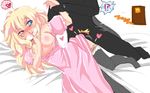  1boy 1girl ? bed blonde_hair blue_eyes blush breasts cheating clothed_sex dress faceless faceless_male finger_to_mouth heart heavy_breathing long_hair mario_(series) naughty_face nintendo nipples pink_dress princess_peach sex stealth_sex super_mario_bros. thigh_highs thighhighs yukimimi â™¥ 