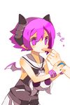  biting demon_girl demon_wings disgaea finger_biting horns makai_senki_disgaea_3 pink_eyes pink_hair pointy_ears raspberyl sailor_collar solo_focus white_sailor_collar wings yayata_(884) 