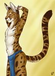  cat cheetah cherval feline hybrid korrok loincloth male mammal pinup pose serval solo stretching underwear 