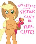  :&lt; applejack artist_request big_macintosh blonde_hair brother_and_sister can't_be_this_cute cowboy_hat crossed_arms crossover english freckles frown green_eyes hat horse long_hair low-tied_long_hair my_little_pony my_little_pony_friendship_is_magic no_humans orange_hair ore_no_imouto_ga_konna_ni_kawaii_wake_ga_nai parody siblings 