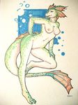  anthro breasts dragon female fins iggi marine nipples nude plain_background pussy solo white_background 