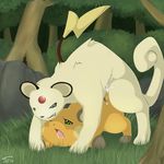  2010 cum doggy_position forest gay male persian pok&eacute;mon raichu tom_smith tree 