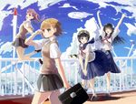  aircraft bad_id bad_pixiv_id bag black_hair blimp blush brown_hair cat cloud day dirigible flower hair_flower hair_ornament hareno_chiame head_wreath jumping long_hair misaka_mikoto multiple_girls open_mouth sakugawa_school_uniform saten_ruiko school_bag school_uniform serafuku shirai_kuroko short_hair skirt skirt_flip sky sweater_vest to_aru_kagaku_no_railgun to_aru_majutsu_no_index tokiwadai_school_uniform twintails uiharu_kazari wind_turbine windmill 