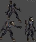  3d armor blue_eyes canine claws female feral growl leather preview solo warcraft werewolf wolf worgen work_in_progress world_of_warcraft 