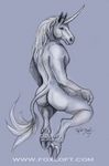  butt equine foxfeather hooves horns horse male nude solo tail unicorn 