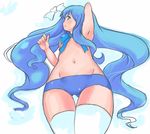  armpits blue blue_eyes blue_hair cure_marine foreshortening heartcatch_precure! kurumi_erika long_hair magical_girl navel okera precure solo thighhighs very_long_hair 