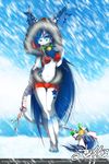  blue_eyes clothed clothing female hair long_blue long_hair looking_at_viewer lumina skimpy snow solo standing tofu93 
