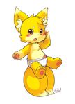  cub cute fox huiro male mammal plain_background solo tail underwear white_background young 