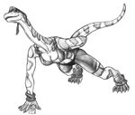  2009 brachiosaurus breasts clothing digitigrade dinosaur exercise female leg_warmer navel panties predaguy push_ups scalie shorts solo sports_bra tail teeth underwear 