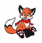  cute fox hindpaw looking_at_viewer male mammal paws plain_background scarf sephyfluff sitting solo toony white_background 