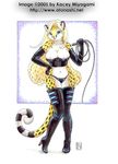  blonde_hair breasts cheetah corset dominatrix elbow_gloves feline female hair kacey leather panties solo underwear whip 