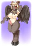  baphomet blush breasts censored chest_tuft demon herm hooves horns intersex penis pentagram pussy red_eyes satyr shune solo wings 