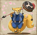  canine chubby fox japanese_clothing male solo weapon 