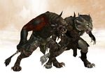  charr digitigrade feline female flat_chested guild_wars male mammal unknown_artist video_games 