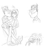  &hearts; ? black_and_white couple family_guy gay glasses glenn_quagmire grin hawaiian_shirt male monochrome piercing spookaboo tie 