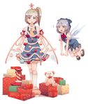  bad_id bad_pixiv_id bell blue_eyes blue_hair candy candy_cane christmas christmas_tree cirno cream_(nipakupa) daiyousei dress food gift green_hair kneehighs mary_janes multiple_girls shoes side_ponytail star stuffed_animal stuffed_toy teddy_bear touhou wings 