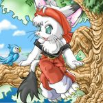  cat chest_tuft cub feline headband momiji_yu-ga rick_zack tail_tales tree whiskers 