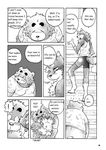  blush canine comic dialog dialogue dog greyscale hard_translated hug male mammal midriff monochrome overweight text translated wantaro 