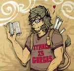  &hearts; backpack book clup eyewear feline glasses lion male mammal reading ruler solo 