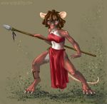  digitigrade feather female ladyfoxglove loincloth polearm raine rat rodent savage solo spear tribal underwear 