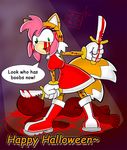  amy_rose blood breasts canine corpse costume death female fox guro halloween hedgehog humour knife male miles_prower pensuke-kun skinning solo sonic_(series) tail 