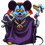  clothing disney donald_duck evil ka2ma low_res male mammal mickey_mouse mouse necklace nightmare_fuel plain_background polearm rodent silva solo staff white_background 